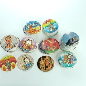 PAWS GARFIELD 1995 Pro Caps Pog Milkcaps 98pcs Full Set 1-90 A-H Vintage Pogs